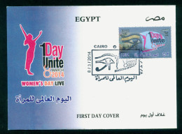 EGYPT / 2014 / UN / INTL. WOMEN'S DAY / WOMEN'S DAY LIVE / 1 DAY UNITE 8 MARCH 2014 / PHARAONIC EYE ( UDJAT ) / FDC - Brieven En Documenten