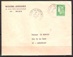 Lettre  De  REZE  An. 1   Loire Atlant   Le 28 II 1969  Entete     " MISSIONS AFRICAINES 44 REZE " Pour 56 LANDEVANT - 1967-1970 Maríanne De Cheffer