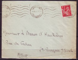 KRAG  5.L.D.sur Lettre De VICHY Allier  4 XI 41 Pour Un BARON A ST POURCAIN Sur SIOULE Allier  IRIS 1f Rouge - 1939-44 Iris