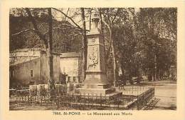 - Herault - Ref A439 -  Saint Pons - St Pons -  Le Monument Aux Morts - Carte Bon Etat - - Saint-Pons-de-Thomières