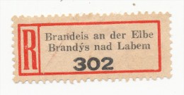 Böhmen Und Mähren / R-label: Brandeis An Der Elbe - Brandys Nad Labem (2x Number: "302" And "13") (BM1-0140) - Autres & Non Classés
