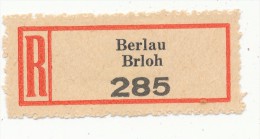Böhmen Und Mähren / R-label: Berlau - Brloh (number "285") German-Czech Text (BM1-0146) - Other & Unclassified