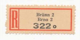 Böhmen Und Mähren / R-label: Brünn 2 - Brno 2 (number "322o") German-Czech Text (BM1-0151) - Andere & Zonder Classificatie