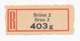 Böhmen Und Mähren / R-label: Brünn 2 - Brno 2 (2x Number: "34g" And "403g") (BM1-0156) - Andere & Zonder Classificatie