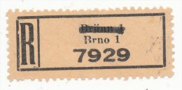 Böhmen Und Mähren / R-label: Brünn 1 - Brno 1 (number "7929") Nationalized - German Text Removed (BM1-0168) - Andere & Zonder Classificatie