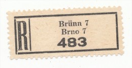 Böhmen Und Mähren / R-label: Brünn 7 - Brno 7 (number "483") German-Czech Text (BM1-0180) - Autres & Non Classés