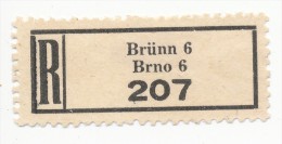 Böhmen Und Mähren / R-label: Brünn 6 - Brno 6 (number "207") German-Czech Text (BM1-0181) - Andere & Zonder Classificatie