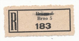 Böhmen Und Mähren / R-label: Brünn 5 - Brno 5 (number "183") Nationalized - German Text Removed (BM1-0184) - Other & Unclassified