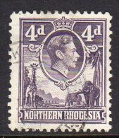 NORTHERN RHODESIA - 1938 4d DULL VIOLET GVI DEFINITIVE FINE USED SG 36 REF C - Northern Rhodesia (...-1963)