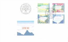 SWITZERLAND 1996 - FDC WITH "FOUR  SEASON"  MACHINE STAMPS "ATM 96 " WITH SET  OF 4 STAMPS OF 0.90 POSTMARKED BERN MAY 1 - Automatenmarken