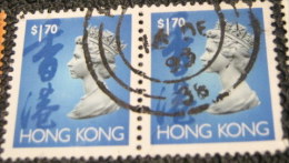 Hong Kong 1992 Queen Elizabeth II $1.70 X2  - Used - Oblitérés