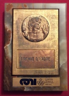 MEDAGLIA - PREMIO D'ONORE CONI COMITATO OLIMPICO NAZIONALE ITALIANO - MEDAGLIA DI GRECO SU BASE DI GRANITO - D. 9x12 - Professionnels/De Société