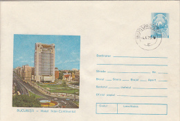 35520- BUCHAREST- INTERCONTINENTAL HOTEL, TOURISM, COVER STATIONERY, 1975, ROMANIA - Hotel- & Gaststättengewerbe