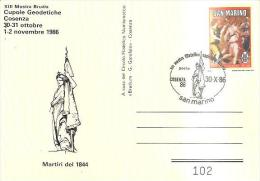 82066) Cartolina Di S. Marino Con 450£ 25º Anniversario Della Società Corale Di San Marino -annl- Speciale Di Cosenza 86 - Cartas & Documentos