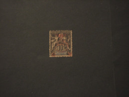 NOUVELLE CALEDONIE - 1903 CINQUANTENARIO 10 C., Soprast. - NUOVO(+) - Unused Stamps