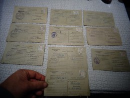 Lot De 10 Cartes Postales Et Timbre Vignette Postale RAVITALLEMENT GENERAL Fiche De Controle Vers 1946 - Militärmarken