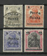 POLEN Poland 1919 = 4 Werte Aus Michel 130 - 134 */o - Nuovi