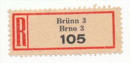 Böhmen Und Mähren / R-label: Brünn 3 - Brno 3 (2x Number: "105" And "144") (BM1-0192) - Sonstige & Ohne Zuordnung