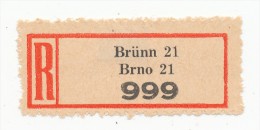 Böhmen Und Mähren / R-label: Brünn 21 - Brno 21 (2x Number: "169" And "999") (BM1-0200) - Sonstige & Ohne Zuordnung