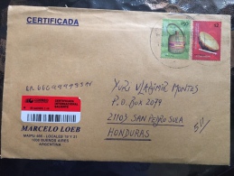 Registered Cover Argentina To Honduras 2015 ( Drums Stamp ) - Storia Postale