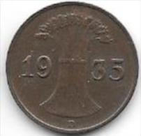 *germany  Weimar 1  Pfennig 1935  D  Km 37    Xf - 1 Renten- & 1 Reichspfennig