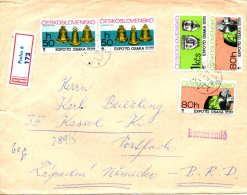 TCHECOSLOVAQUIE. N°1772-4 De 1970 Sur Enveloppe Ayant Circulé. Exposition Universelle D´Osaka/Masque/Cloche. - 1970 – Osaka (Japon)