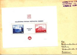 TCHECOSLOVAQUIE. BF3 De 1937 Sur Enveloppe Ayant Circulé. Monts Tatras/Exposition Philatélique De Bratislava 1937. - Montagne