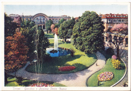 CARTOLINA    TORINO - GIARDINO E STAZIONE PORTA NUOVA     VIAGGIATA 1951 - Stazione Porta Nuova