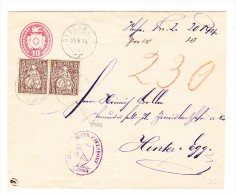 Heimat ZH DIELSDORF 29.5.1874 Waagrechtes Paar 5Rp. Sitzende Auf 10Rp. Tüblibrief Nach Hinter-Egg - Storia Postale