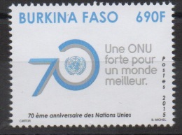 Burkina Faso 2015 ONU UNO UN United Nations 70 Years Drapeau Flag Logo 1 Val. MNH - Burkina Faso (1984-...)