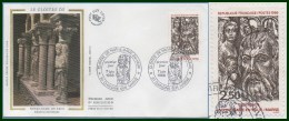 France FDC Silk Soie N.D. De Vaux Chalons Sur Marne 1986 N° Yv 2404a Variété Re-entry Double Frappe - Lettres & Documents