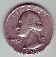 - USA - Etats Unis - Quarter Dollar Washington 1952. - 1932-1998: Washington