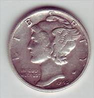 - USA - Etats Unis - One Dime Mercury 1945. - 1916-1945: Mercury (Mercurio)