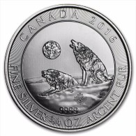CANADA 2 Dollars Argent 3/4 Once Loup Hurlant 2016 - Canada