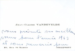 Ancienne Carte De Visite De Jean-Claude Vandevelde, Rue St Martin, Tirlemont Tienen (1963) - Tarjetas De Visita