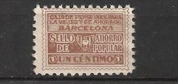 7486A-SELLO FISCAL 1930 CAJA PENSIONES VEJEZ AHORRO BARCELONA 1 CENTIMO.ANTIGUO SELLO,SPAIN REVENUE - Fiscales