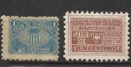 225-SELLO FISCAL 1930 CAJA PENSIONES VEJEZ AHORRO BARCELONA 1 CENTIMO.ANTIGUO SELLO,SPAIN REVENUE - Fiscales