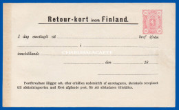 FINLAND 1890 POST OFFICE RETURN RECEIPT RETOUR-KORT 10 PENNI PINK HIGGINS & GAGE W7 UNUSED FINE CONDITION - Entiers Postaux