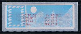 ATM, LISA 1, MONETEL CROUZET ,PAPIER CARRIER, SUPPORT BLEU, ATM  DE SERVICE DE RELEVE DE CAISSE 14/10/1994. - 1985 Papier « Carrier »