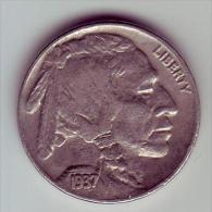 - USA - Etats Unis - Five Cents Buffalo 1937. - 1913-1938: Buffalo