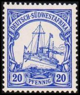 1900. DEUTSCH-SÜDWESTAFRIKA 20 Pf. Kaiserjacht SMS Hohenzollern.  (Michel: 14) - JF190896 - Otros & Sin Clasificación