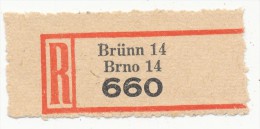 Böhmen Und Mähren / R-label: Brünn 14 - Brno 14 (number "660") German-Czech Text (BM1-0219) - Otros & Sin Clasificación