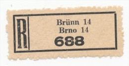 Böhmen Und Mähren / R-label: Brünn 14 - Brno 14 (4x Number: "17" & "688" + "164" & "186") German-Czech Text (BM1-0220) - Sonstige & Ohne Zuordnung