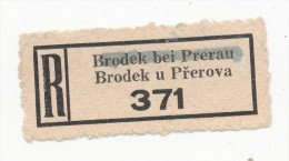 Böhmen Und Mähren / R-label: Brodek Bei Prerau - Brodek U Prerova ("371") Nationalized - German Text Removed (BM1-0254) - Other & Unclassified