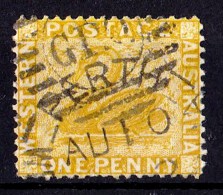 Western Australia 1879 Swan 1d Yellow-ochre Wmk Crown CC Used P14  SG 70 - Oblitérés