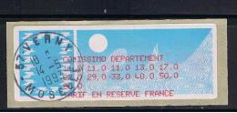 ATM, LISA 1, MONETEL CROUZET ,PAPIER CARRIER, SUPPORT JAUNE, ATM  DE TABLE DE TARIF COLISSIMO DEPT. RESERVE FRANCE - 1985 « Carrier » Papier