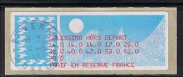 ATM, LISA 1, MONETEL CROUZET ,PAPIER CARRIER, SUPPORT JAUNE, ATM  DE TABLE DE TARIF COLISSIMO HORS DEPT. RESERVE FRANCE - 1985 « Carrier » Paper