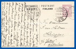 FINLAND 1921 60 PENNI LILAC CARD SENT BY STEAMSHIP "PALLAS" ? HIGGINS & GAGE 60 USED 1924 FINE CONDITION - Entiers Postaux