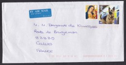 UK: Airmail Cover To France, 2 Stamps, Police Dog, Christmas, Christ (minor Creases) - Storia Postale