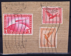 Deutsche Reich Mi Nr 455 + 379 + 381 On Fragment - Airmail & Zeppelin